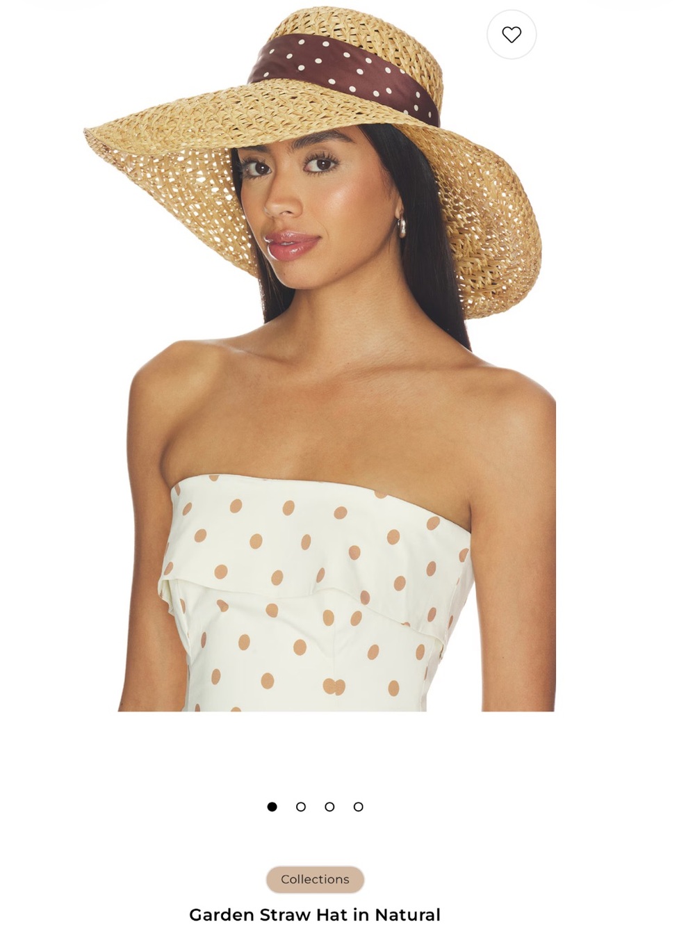 rag & bone Natural Straw Wide-Brim Hat with Brown Polka Dot Scarf